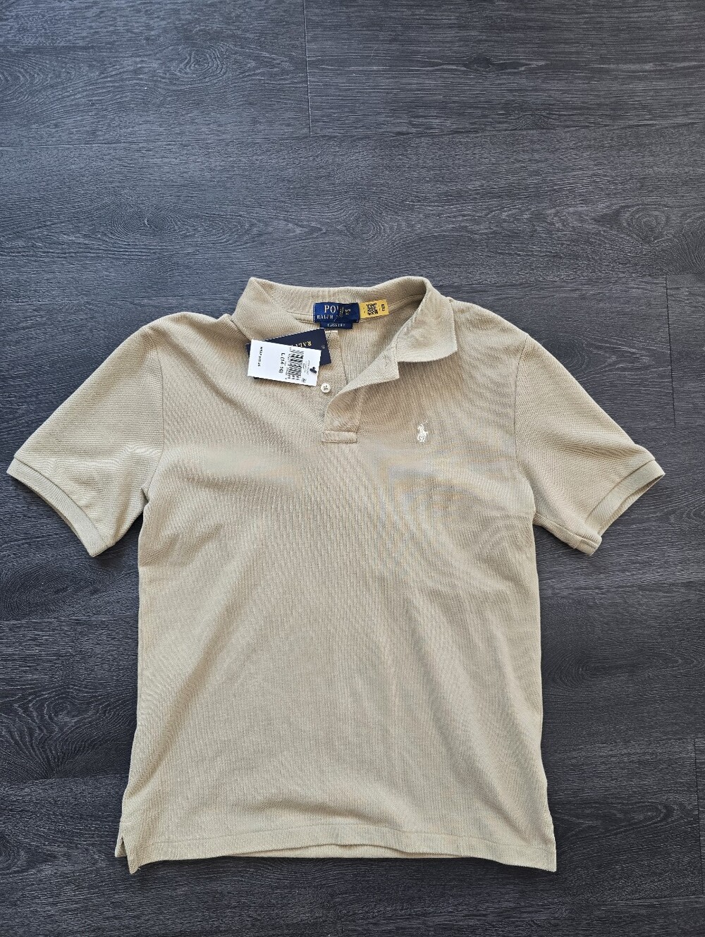 Polo by Ralph Lauren Boys Khaki Polo Shirt with White Pony. NWT